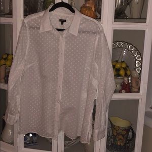 Talbots White Cotton Eyelet Blouse